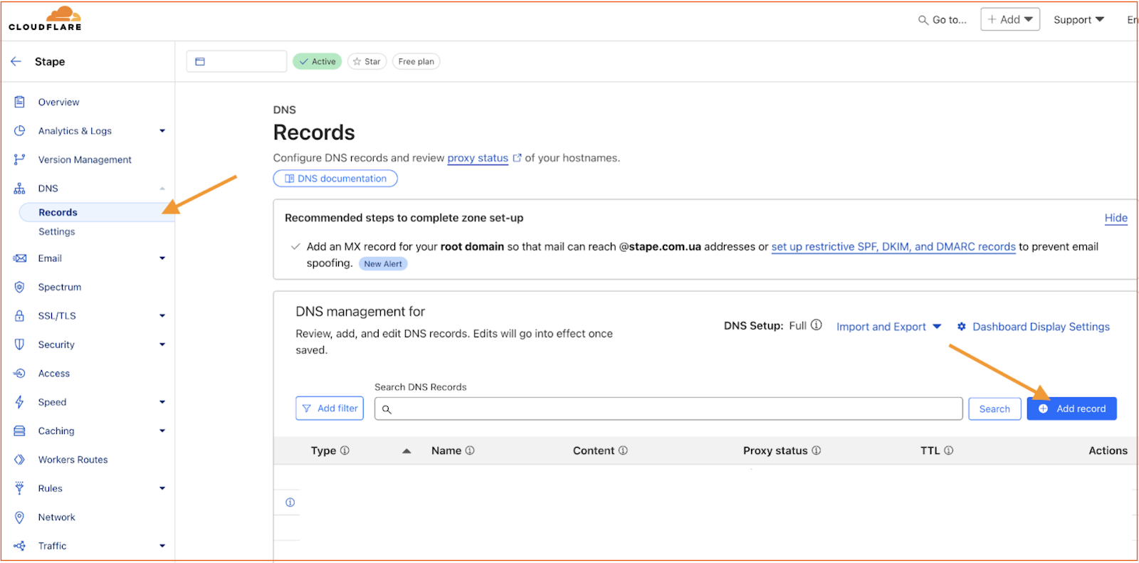 Add DNS record in Cloudflare with A and AAAA records.png